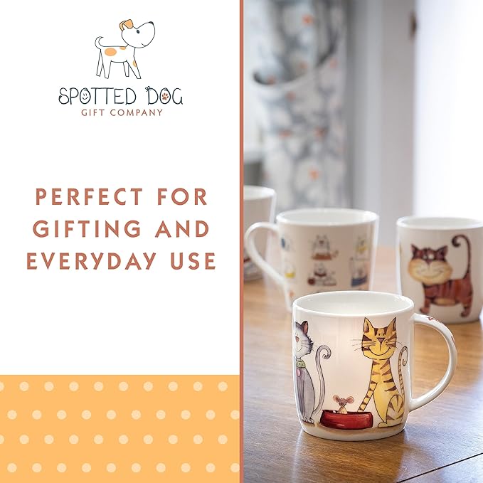 SPOTTED DOG GIFT COMPANY Dog Mug, 12 oz Dog Coffee Mug, Cute Ceramic Porcelain China Coffee Tea Mug Cup, Dog Themed Gifts for Dog Lovers and Animal Lovers Women Men, 1 piece