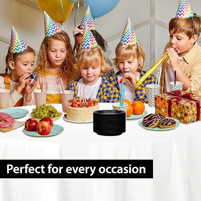 Black Plastic Plates 7 Inch - 600 count Solid Round Party For Weddings, BBQs, Birthday Disposable Dessert (81070 (case))