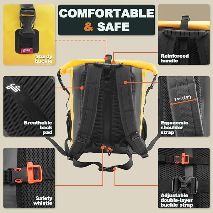 Waterproof Backpack Dry Bag 35L/55L β Heavy Duty Roll-Top Hiking Backpack Sack Keeps Gear Dry for Travel, Kayaking, Boating, Camping, Rafting and Fishing