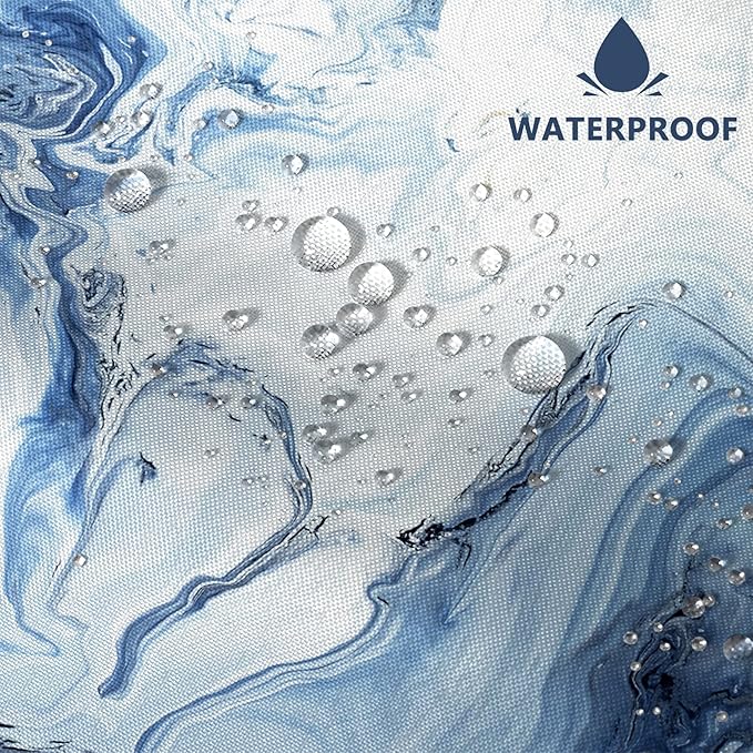 AWERT Blue Marble Shower Curtain Waterproof Shower Curtain for Bathroom Decor Printed Washable with Hooks 72x78 Inch