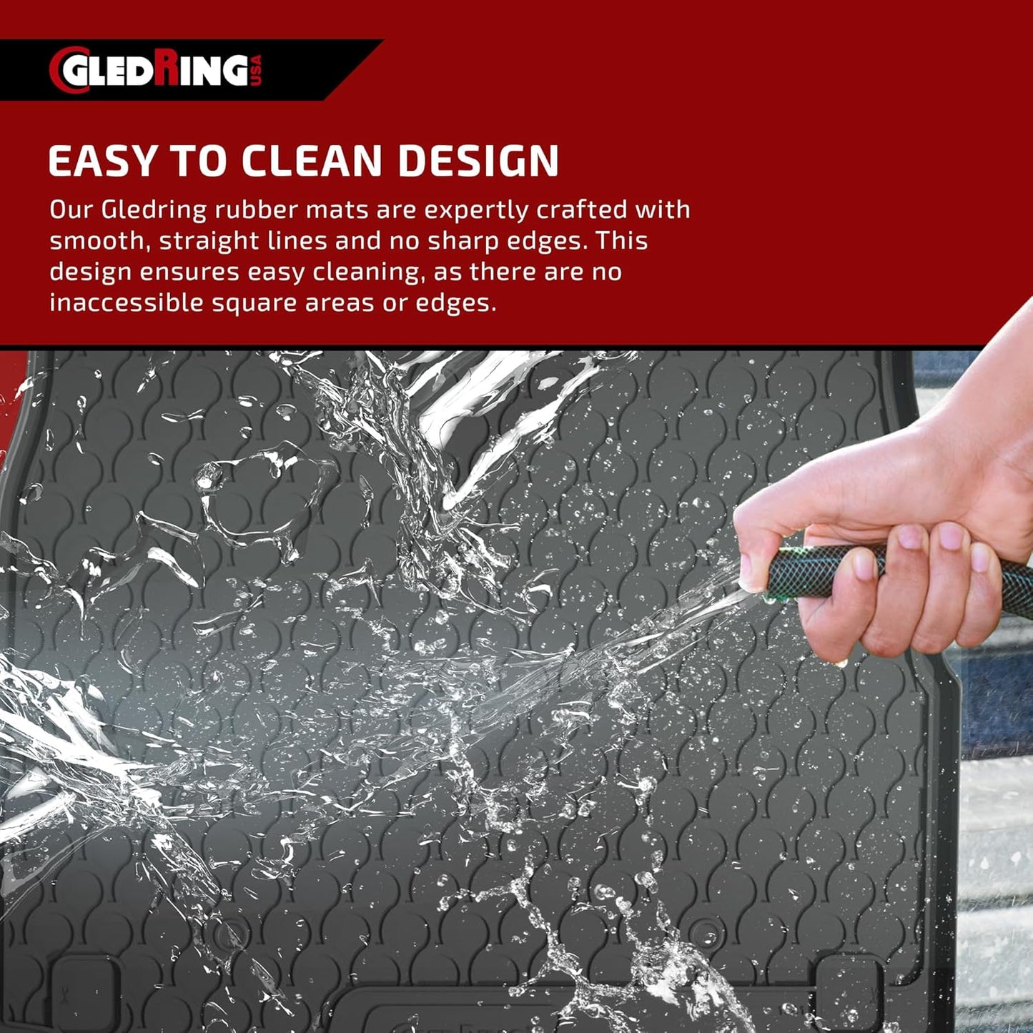 Gledring USA Custom Fit All-Weather Rubber Floor Mats Intended for Toyota Tacoma Access Cab 2016-2023, No Trimming Required, Tailored Custom Fit, Protects from Rain, Mud, and Snow.