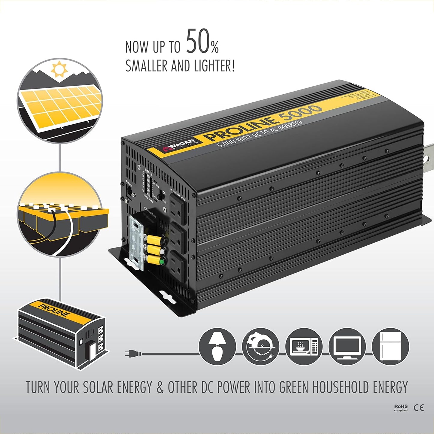 Wagan EL3742-4 24V 3000 Watt Power Inverter with Remote Control 6000 Watt Surge Peak Power Converter for Home RV Camping Van Life Off Grid