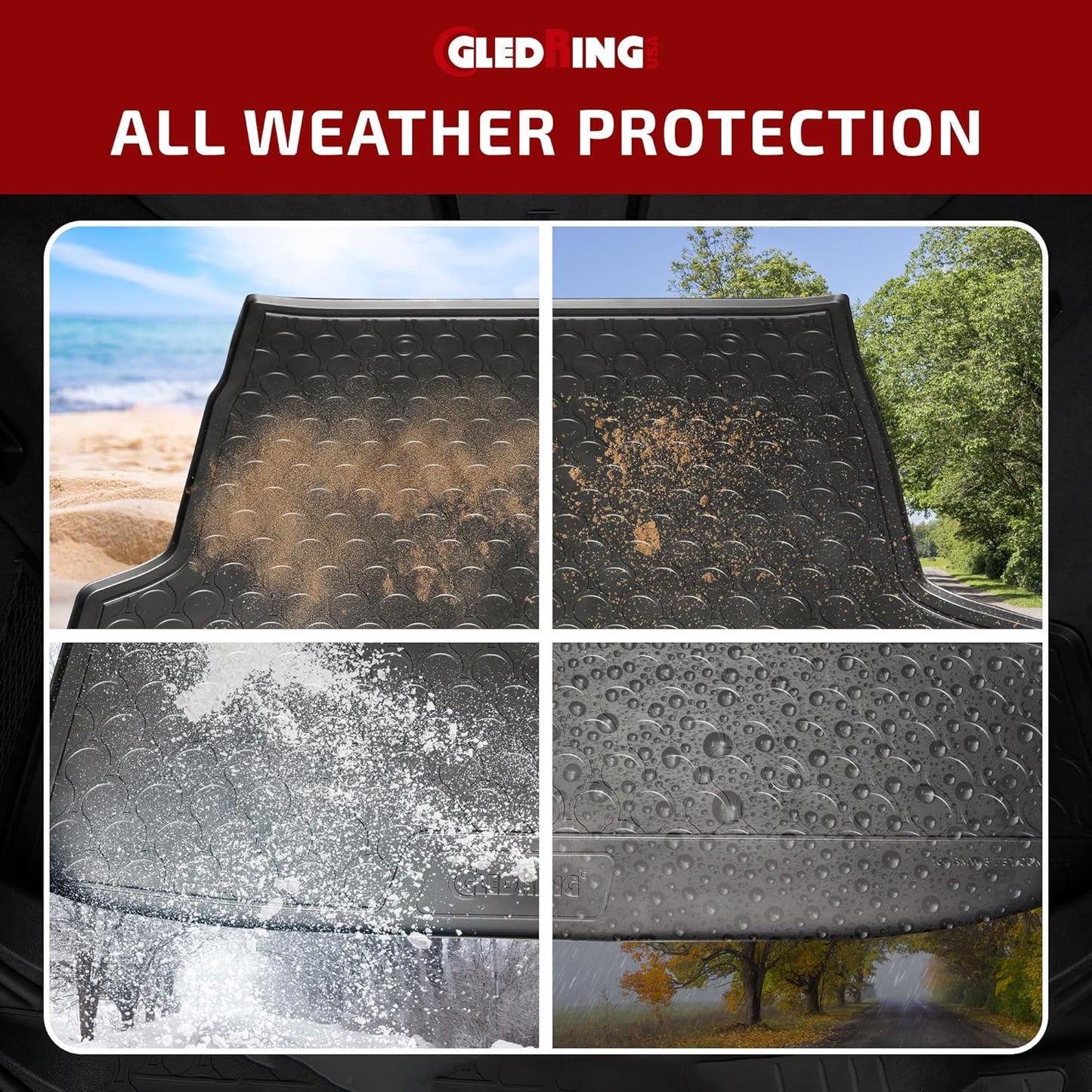 Gledring USA Custom Fit Rubber Floor Mats Intended for Mercedes Benz Sprinter Cargo RWD with Air Vent 2019-2023, No Trimming Needed, All-Weather, 3 Piece Set