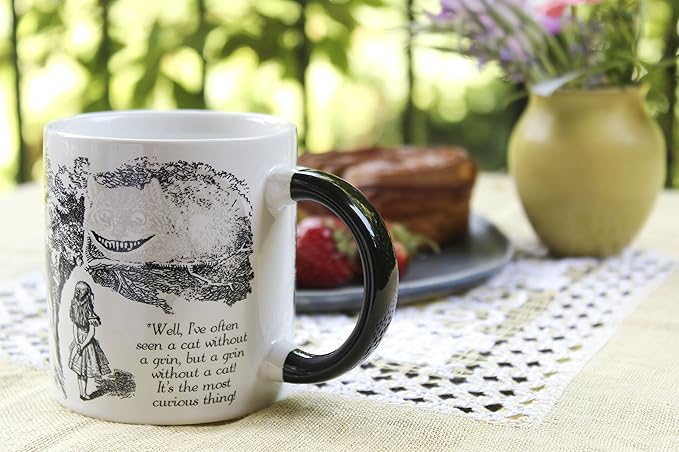 The Unemployed Philosophers Guild Heat Transforming Disappearing Cheshire Cat Mug - Hot Coffee Leaves Behind Only the Grin, Comes in Gift Box, 12oz
