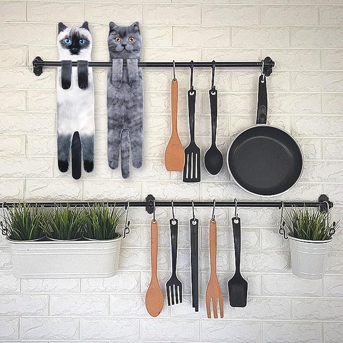 AGRIMONY Cat Funny Hand Towels for Bathroom Kitchen - Cute Decorative Cat Decor Hanging Washcloths Face Towels Super Absorbent Soft - Housewarming Birthday Christmas Fun Gifts for Women Cat Lovers