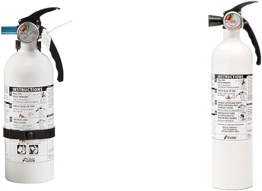 Kidde Auto Fire Extinguisher for Car & Truck, 5-B:C, 3.2 Lbs., Dry Chemical Extinguisher & Kitchen Fire Extinguisher, Home Use for Grease Fires, 3.9 Lbs., Wall Mount Included, White