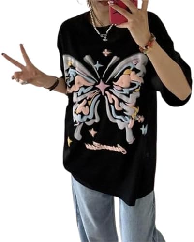 Y2k Graphic Print Tees Vintage Stamp Tee Coastal Clothes Oversized Aesthetic Tops Cute Tshirt