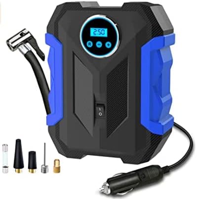 Digital Air Compressor for Car Auto Pump Portable Tire Inflator with LED Light DC 12V, Blue