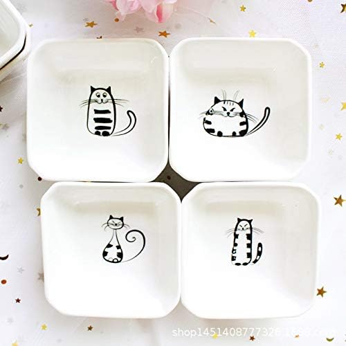Super Cute Cat Ceramic Sauce Dish/Seasoning Dish/Sushi Soy Dipping Bowl/Appetizer Plates/Serving Dish for Kitchen Home(Set of 6)