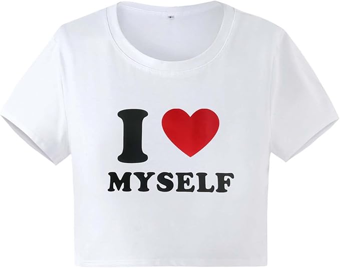Women Girls Y2K Crop Top Letter Print Baby Tees Grunge T-Shirt
