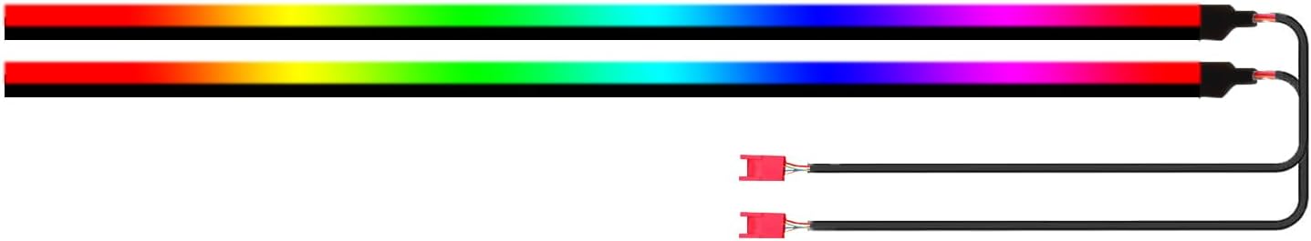 Dreamcolor Acrylic Interior Car Lights, 2 Piece 43.3inch/110cm 128 Colorful Car LED Strip Light RGB Fiber Optic Rainbow Ambient Lighting bar, Universal Decoration Dynamic Atmosphere Neon Lights