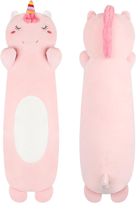36” Long Unicorn Plush Body Pillow, Kawaii Cute Pink Unicorn Stuffed Animals, Hugging Squishy Pillow Soft Plushies Toys, Gifts for Girls Boys Kids Birthday Easter