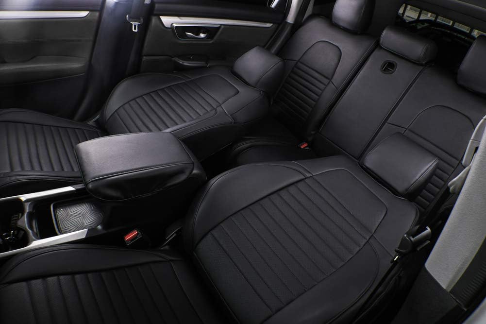 EKR Accord Car Seat Covers for Honda Accord 2023 2024 2025 EX,SE &2023-2025 (Hybrid) Sport,EX-L,Sport-L,Touring,(Rear Row W/40/60 Split Backrest),Leather Seat Covers for Trucks Full Set (Black)