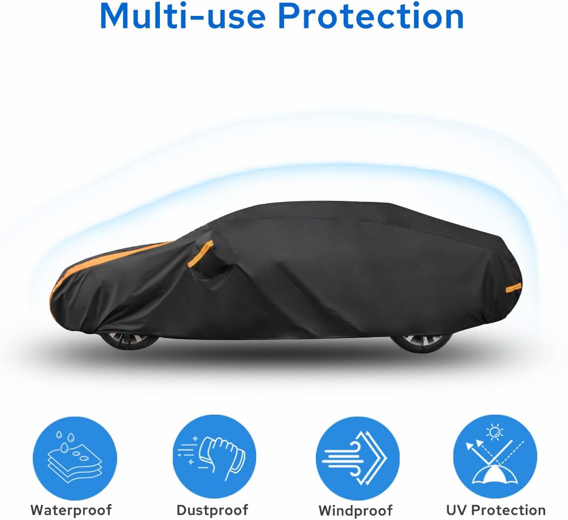 Avecrew Car Cover Waterproof All Weather for Automobiles, Outdoor Heavy Duty Full Exterior Covers for Sedans(178"-185")