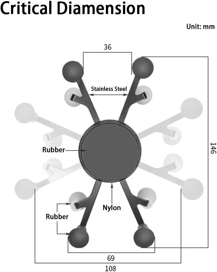 Strg Phone Mount with Twist-Lock Suction Cup Base, Universal Phone Holder for Car Truck Vehicle Windshields Window and More Smooth Surface
