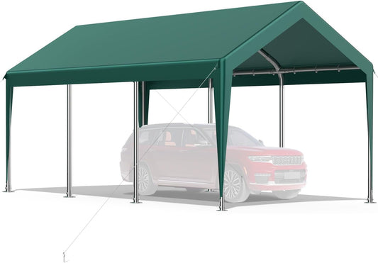 12x20FT Heavy Duty Carport Potable Car Canopy Garage Party Tent Boat Shelter,Waterproof & UV Protected with Four Wind-Resistant Ropes, Outdoor Tents for Cars,Boats,Trucks, Motorcycles(Green)