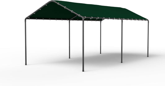 GOJOOASIS 10x20 Carport Heavy Duty Portable Garage Shelter Metal Car Canopy Tent with UV-Resistant & Weatherproof Top Cover for RV & Vehicles (Green, 10x20 Without sidewalls)