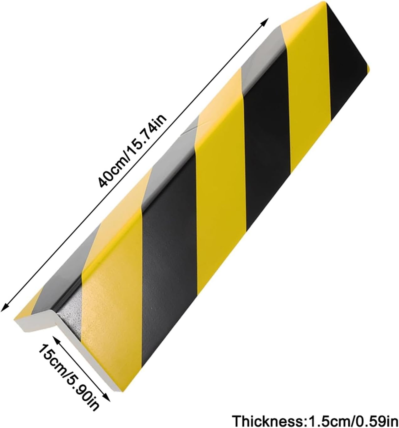 2 Packs 40 * 15 * 1.5cm Garage Wall Protector Foam Wall Corner Guard for Parking Garages Wall Edge Protector with Reflective Safety Stripe, Self-Adhesive (Black-Yellow)