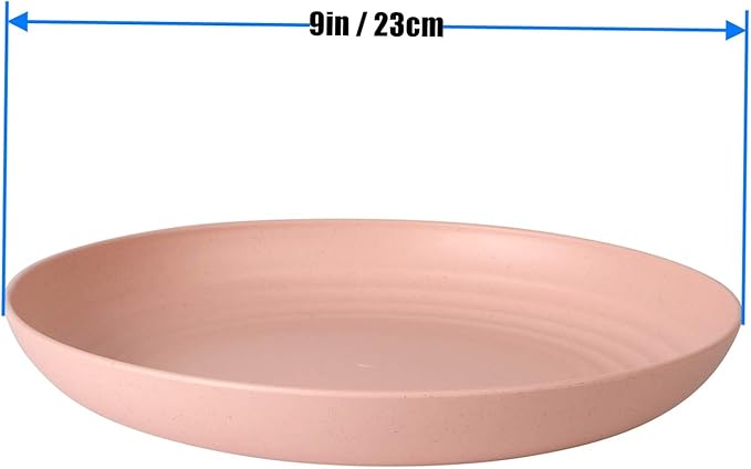 WANBY Lightweight Wheat Straw Plates Unbreakable Dinner Dishes Plates Set Dishwasher & Microwave Safe (Large 4 Pack 9')