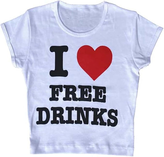 Women Girls Y2K Crop Top Letter Print Baby Tees Grunge T-Shirt
