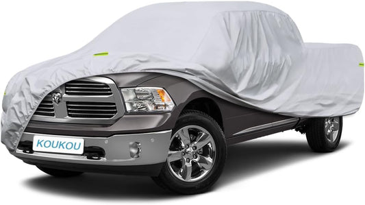 KouKou Truck Cover Waterproof All Weather, 6 Layers Full Pickup Cover, Universal Fit for Ford F150,RAM 1500 2500 3500,Toyota Tundra,Crew Supercrew Cab Truck. (232-242 inch Length,7ft Bed)