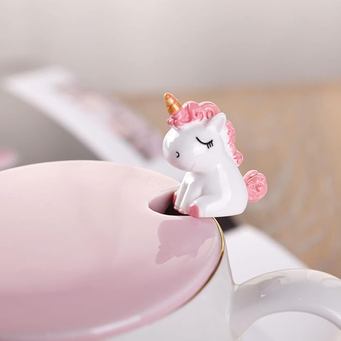 VanEnjoy Ceramic Unicorn Coffee Mug Tea Cup with Spoon,Lunar Pattern 13oz(380ml)