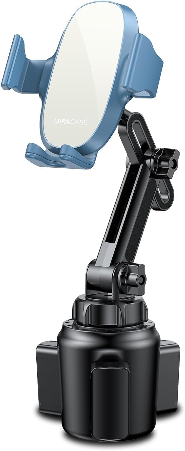 Miracase Cup Phone Holder for Car, [Upgraded Version] Adjustable Long Neck Car Cup Holder Phone Mount Cradle Friendly Compatible with iPhone Samsung Google and All Smartphones, Light Blue