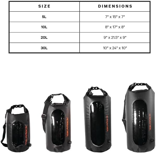 YakAttack 20L Roll-Top Drybag with Air Valve - Black Carbon | Waterproof Marine Dry Bag for Kayaking, Boating, Backpacking & Paddleboarding | Heavy Duty Roll Top Compression Drybag for Gear Storage