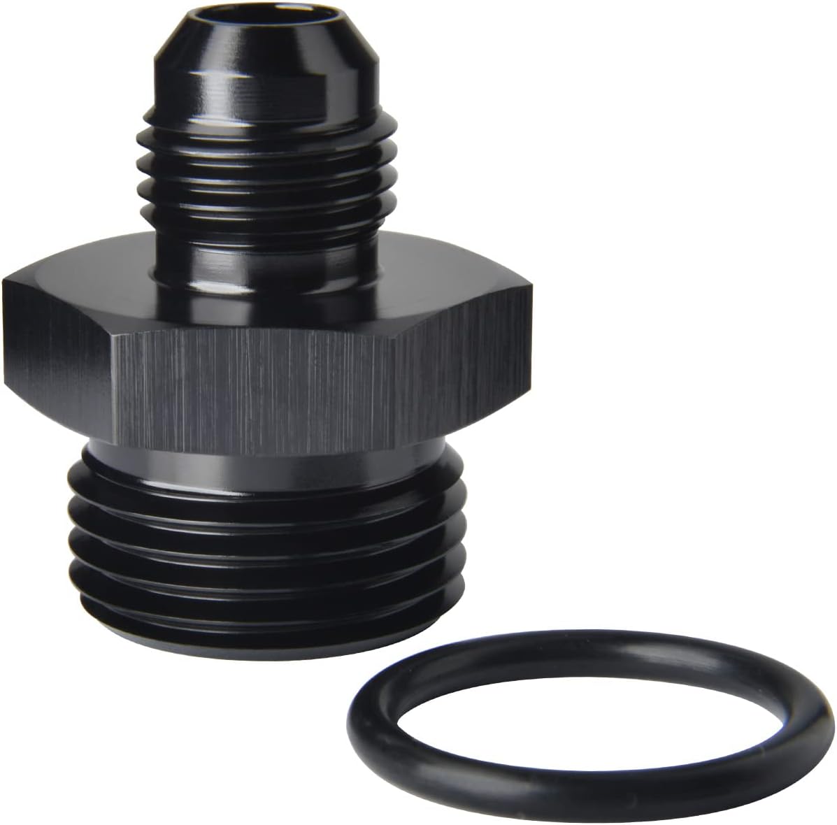 8AN Male Flare to 12AN 12 ORB O-ring Boss Fuel Rail Adapter Fitting Aluminum Black
