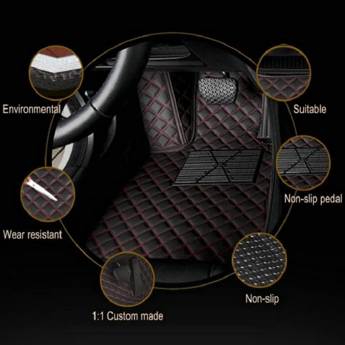 Customized Personalized car Floor mats, All-Weather Luxury car Floor mats, Waterproof and Anti Slip Leather car Floor mat Lining, 95% Customized car, Truck, and SUV Floor mats (Edge White)