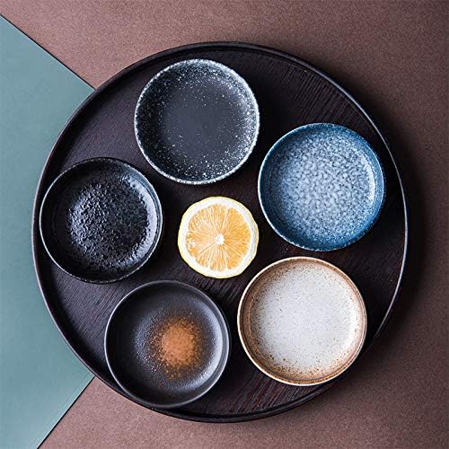 3.5 Inch Japanese Style Classic Porcelain Side Dish Bowl Seasoning Dishes Soy Dipping Sauce Dishes-Set of 6-Beige&White