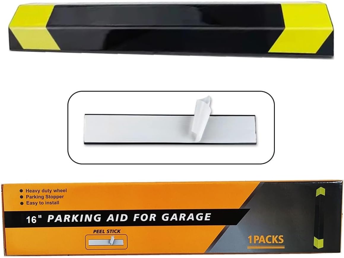Heavy Duty Parking Aid for Garage, 16" Car Parking Stopper for Garage 1 Pack, Parking Aids Protects Car, Parking Stopper Easy to Install 1 Packs 16" L (1 Pack 16" L x 1.25H)