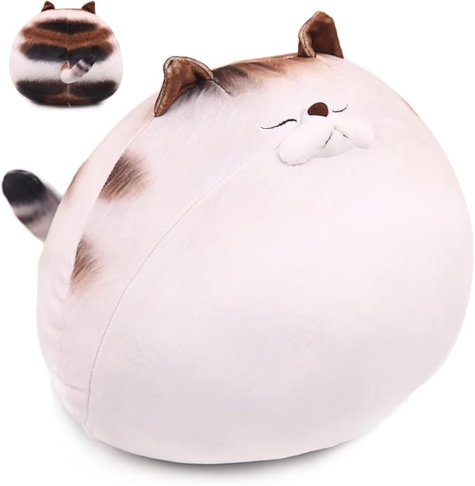 ARELUX 18In High Chubby Cat Plush Pillow, Cute Fat Kitty Cat Stuffed Animal Soft Kitten Adorable Hugging Pillow Anime Plushies,Funny Toy Birthday for Adults Friends