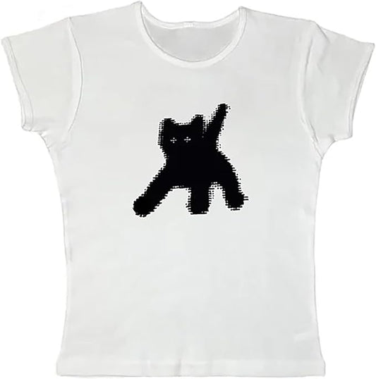 Women Girls Y2K Crop Top Letter Print Baby Tees Grunge T-Shirt