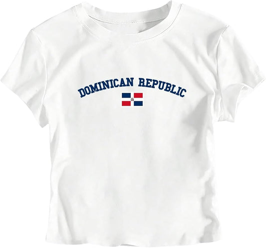 Women's Letter Print Graphic Tees Short Sleeve Crewneck Summer Crop Tops Trendy Y2k Tops