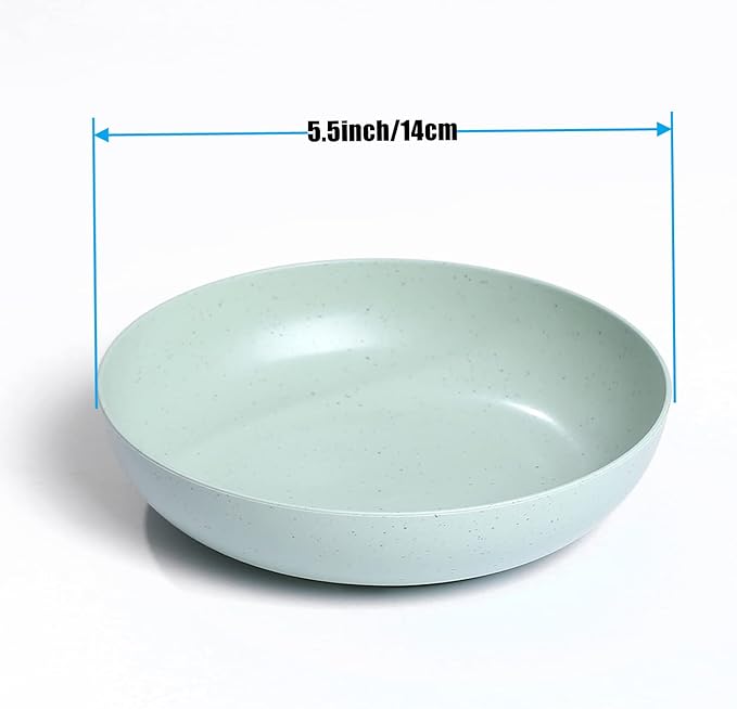 WANBY Lightweight Wheat Straw Cereal Plates Unbreakable Dinner Dishes Plates Set Dishwasher & Microwave Safe (Plates 10 Pack 5.6')