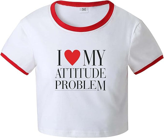 Women Girls Y2K Crop Top Letter Print Baby Tees Grunge T-Shirt