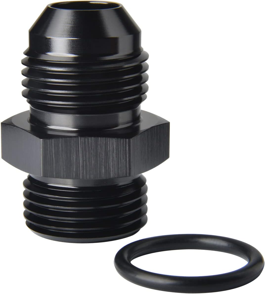 8AN Male Flare to 8AN ORB O-ring Boss Fuel Pump Rail Adapter Fitting Aluminum Black