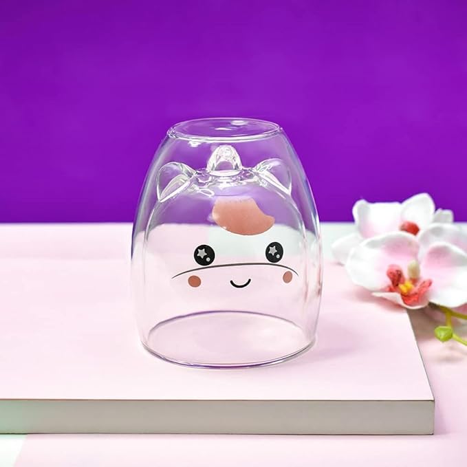 Unicorn Mug Cute Mugs Glass Double Wall Insulated Glass Espresso Cup, Coffee Cup, Tea Cup, Milk Cup, Kawaii Gifts, for women girls friends, Christmas Birthday (Unicorn)