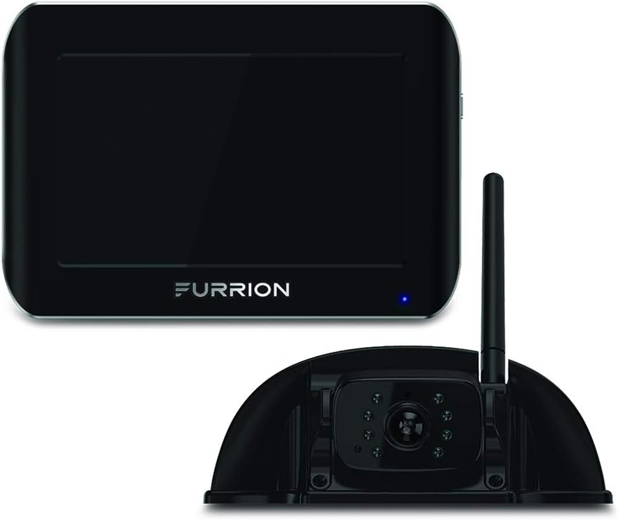 Furrion Vision S Wireless RV Backup Camera System with 7-Inch Monitor, 1 Rear Sharkfin, Infrared Night Vision, Wide-Angle View, Hi-Res, IP65 Waterproof, Motion Detection, Microphone - FOS07TASF