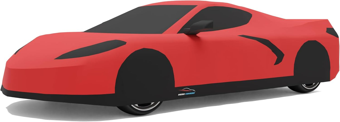 C8 Car Cover Fit for Corvette C8 Indoor and Outdoor Protection (Red)