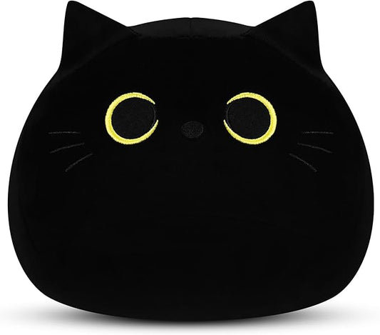 Black Cat Plush Toy-10'' Black Cat Stuffed Animal, Black Cat Anime Plush Cute Soft Plush Cat Plushie Stuffed Cat Toys, Cat Plush Pillows Toy Doll Decoration Doll Gift for Kids Girls Boys