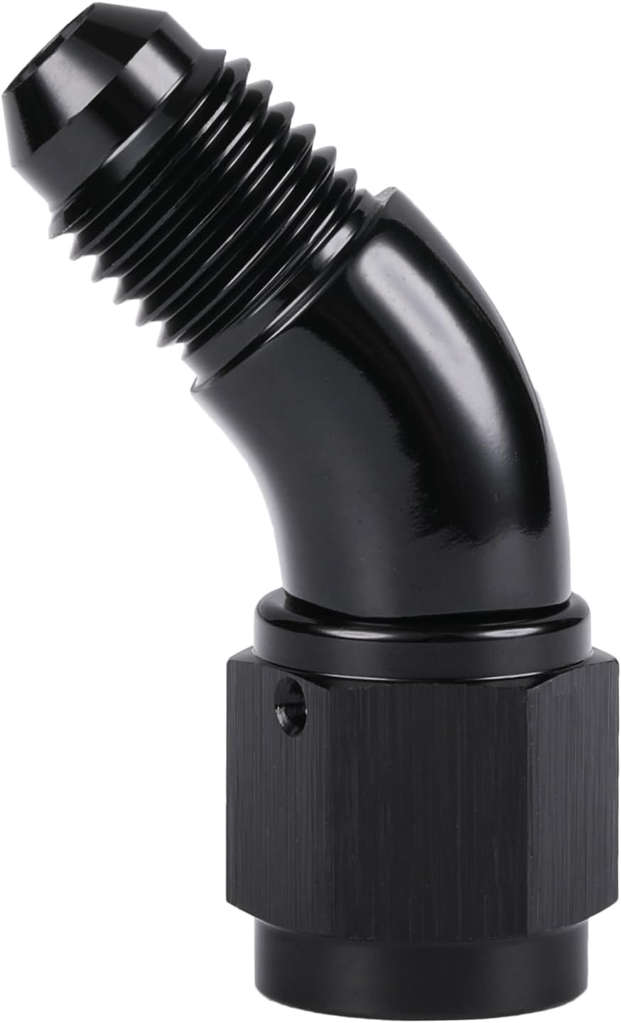 45 Degree 4AN Male to 4AN Female Swivel Full Flow Fitting Adapter Coupler Aluminum Black