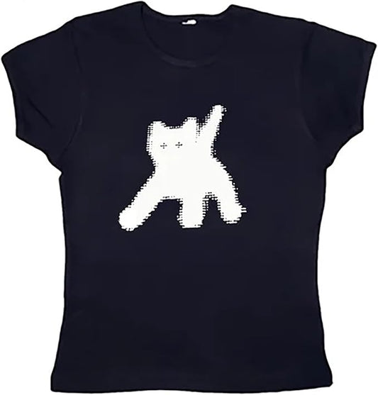 Women Girls Y2K Crop Top Letter Print Baby Tees Grunge T-Shirt