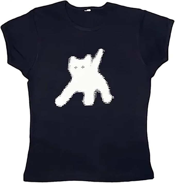 Women Girls Y2K Crop Top Letter Print Baby Tees Grunge T-Shirt