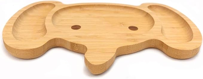 4914, Bamboo Food Plate for Snacks Appetizer Fruit Vegetable | Children Meal Plate | Picnic Kitchen Party | Eco-Friendly Plates, Elephant Face Shaped, 11.5"x7.5", 2 Pack