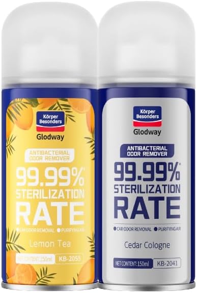Glodway Whole Car Air Refresher Spray,Odor Eliminator Eliminates Strong Vehicle Odors,Cologne Scent + Lemon Scent-6 Ounce Spray Bottle (Plack of 2)