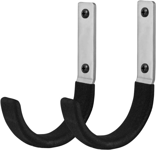 Garage Storage Ladder Hanger 2 Pcs, Upgraded Hose Hanging Hooks, Yard Tool Hangers for Garage Wall, Shovel and Rake Holders, Heavy Duty Utility J-Hooks for Hanging Tools, Ladders, Bicycles
