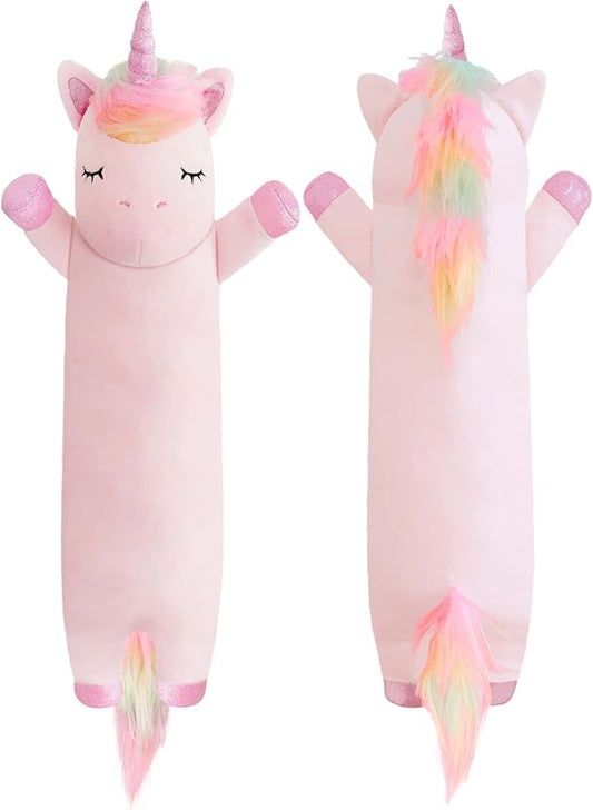 Unicorn Stuffed Animal,43.3 Inch Unicorn Plush,Long Unicorn Plushies Body Pillow, Pink Unicorn Plush Toy Gift for Girls