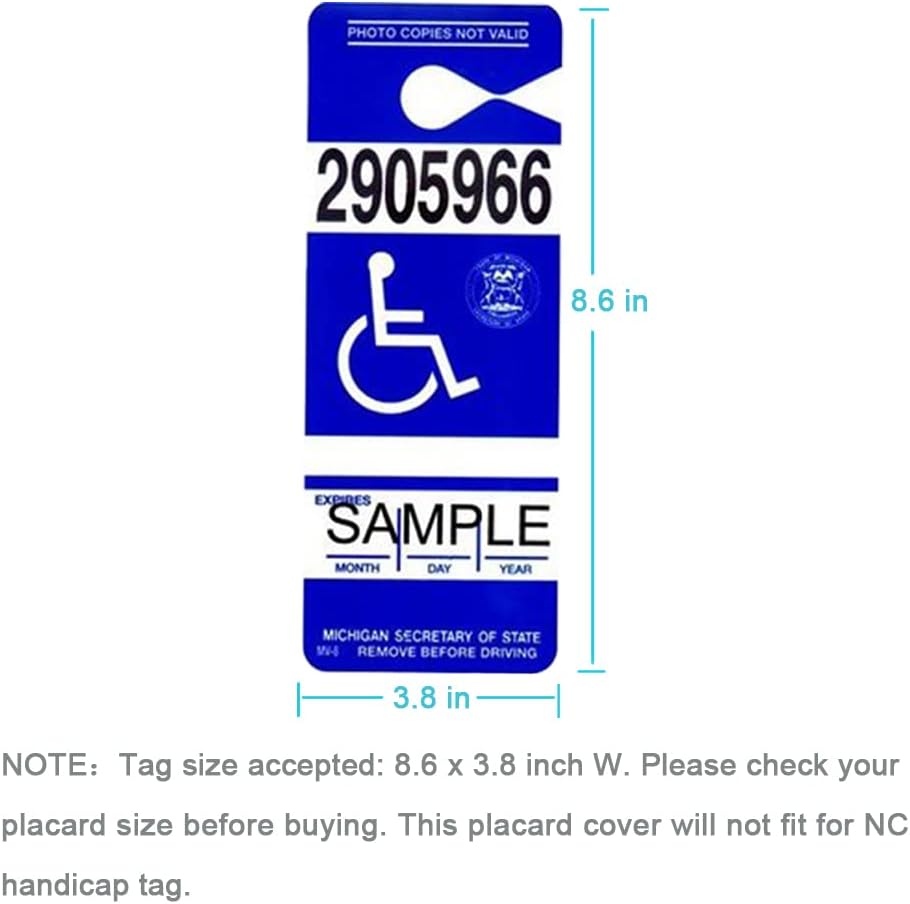Handicap Placard Holder for Auto, Small Size Ultra Transparent Handicapped Placard Holder, Handicap Parking Sign Holder with Large Hanger by Tbuymax (Set of 2)